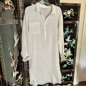 Women’s White  Lightweight Cotton Gauzy P Cill Oversized Tunic Dress Small